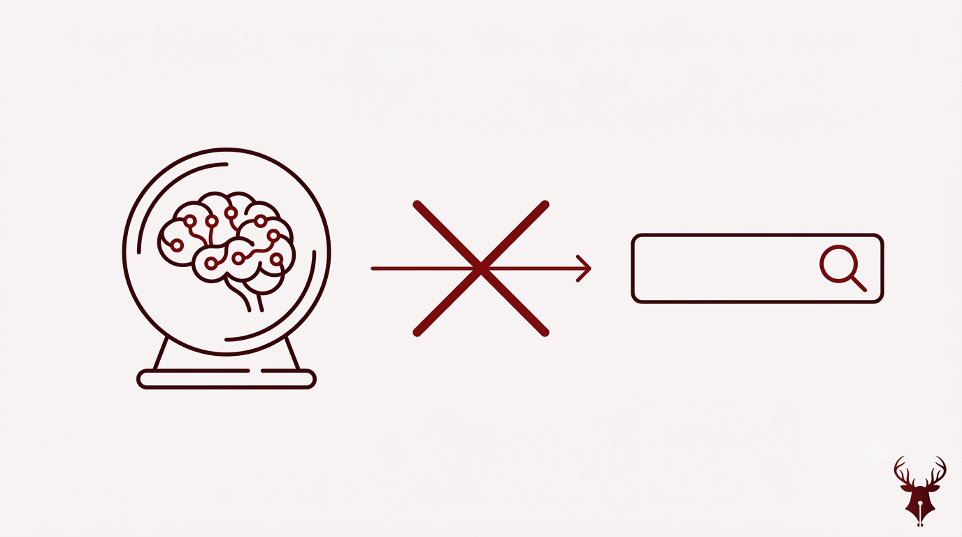 An LLM predicts text from memory, it does not search the web like a search engine
