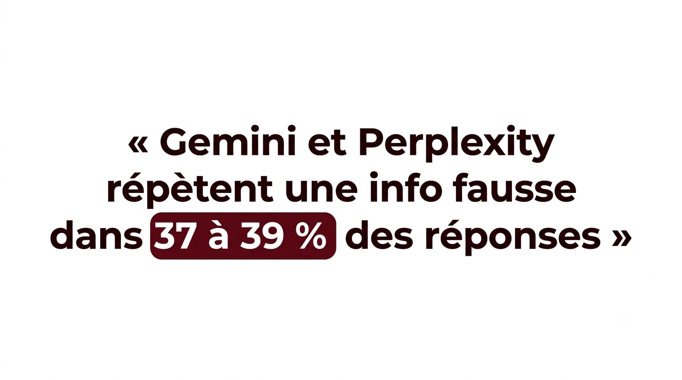 Gemini et Perplexity répètent une information fausse dans 37 à 39 pourcent des réponses