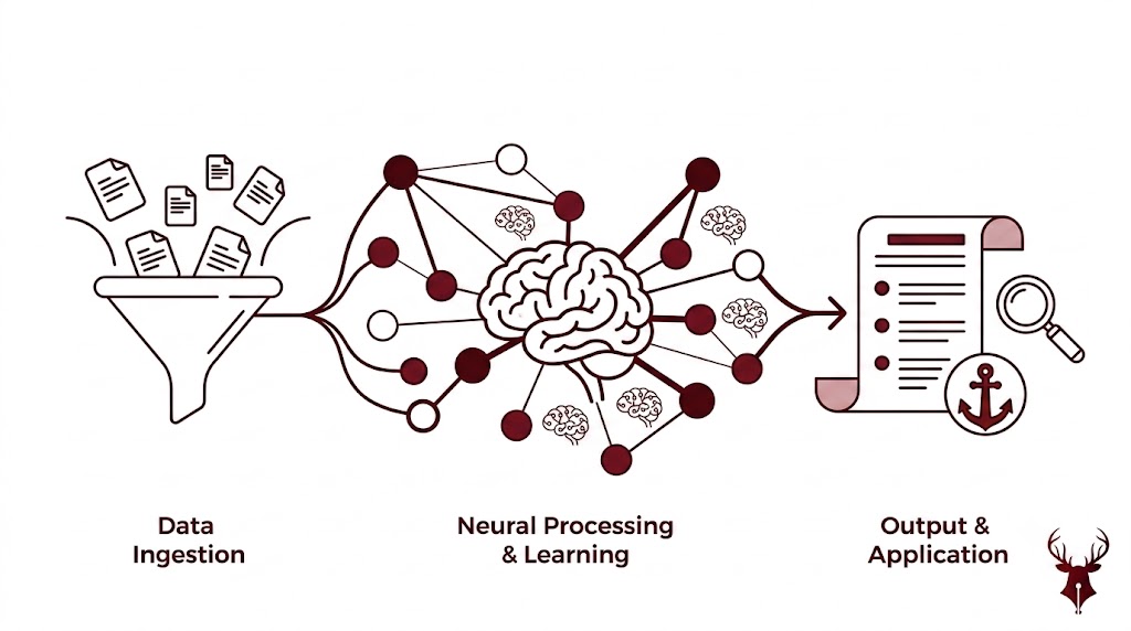 RAG: the AI retrieves real sources, then writes an answer grounded in them